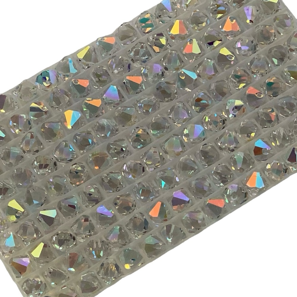 Swarovski Lot/24 8mm Crystal AB Bicone Faceted Crystals - Made in Austria